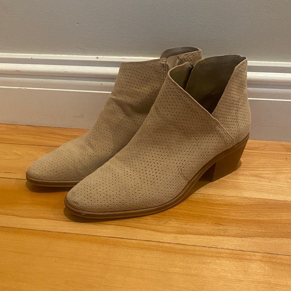 Vince Camuto Beige Perforated Ankle Booties
